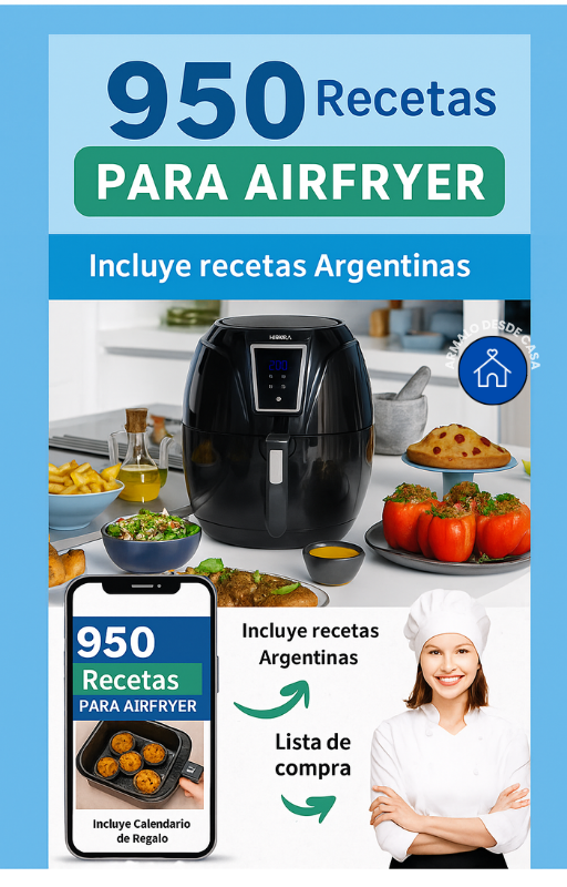 +950 Recetas Freidora de Aire + Mini Plan de Comida Mensual