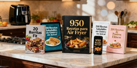 Super Combo Saludable (950 Freidora de Aire, 150 Recetas Fitness, 200 Postres Fitness, 20 Barritas Fitness)